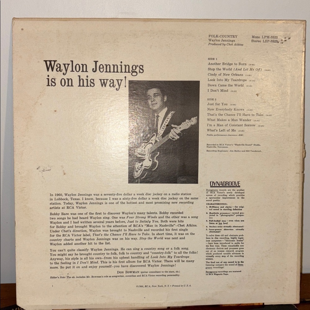 3 Waylon Jennings Vintage Vinyl Records Bundle Lot Deal 1960s Country Folk Album - Picture 5 of 17